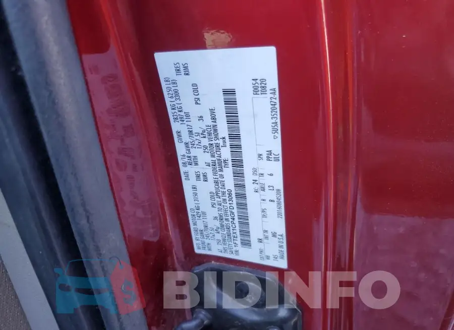 1FTEX1CP4GFD13060 Photo# 12
