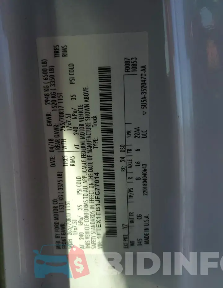1FTEX1EB1JFC77014 Photo# 12