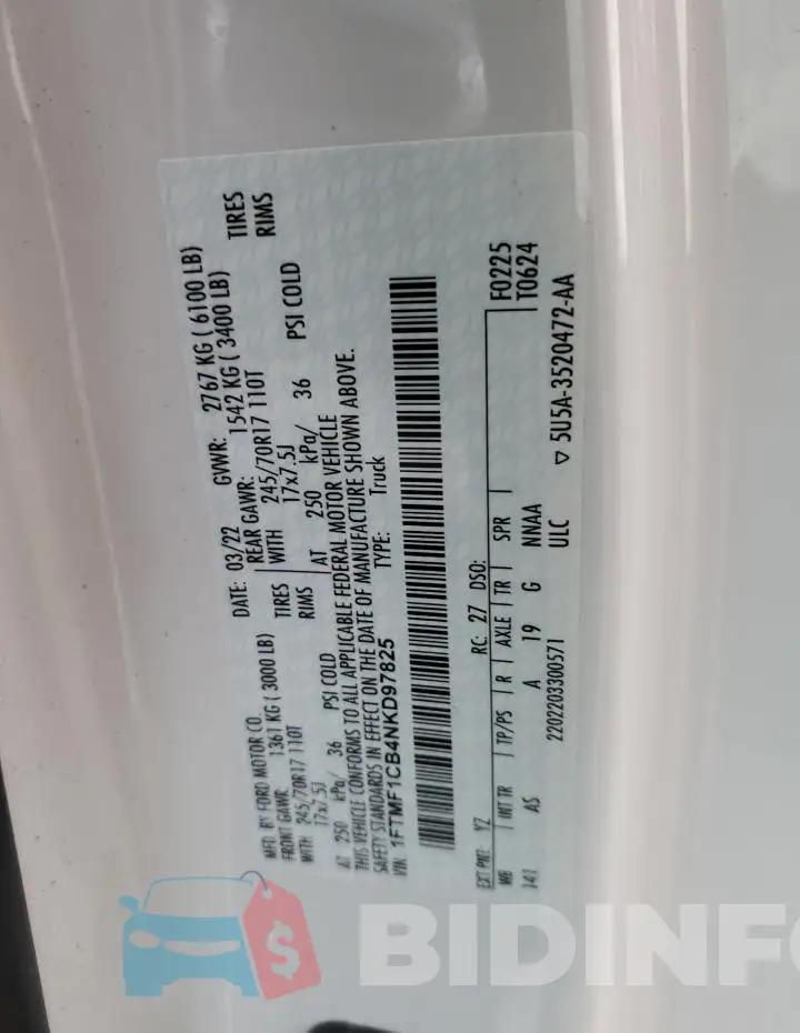 1FTMF1CB4NKD97825 Photo# 12