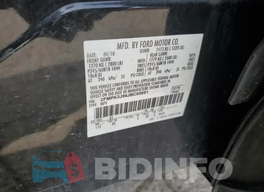 2FMPK3J96JBC05891 Photo# 12