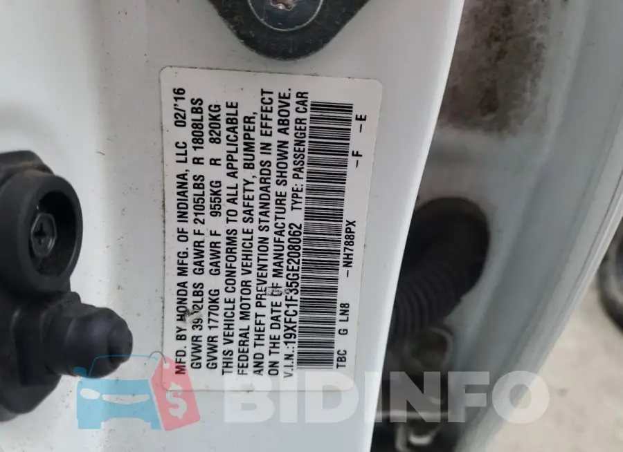 19XFC1F35GE208062 Photo# 12