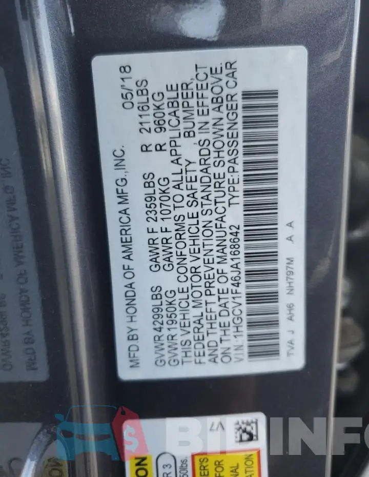 1HGCV1F46JA168642 Photo# 12