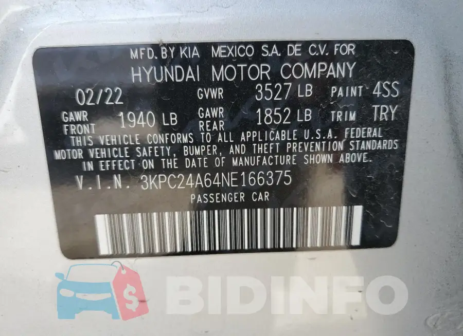 3KPC24A64NE166375 Photo# 12