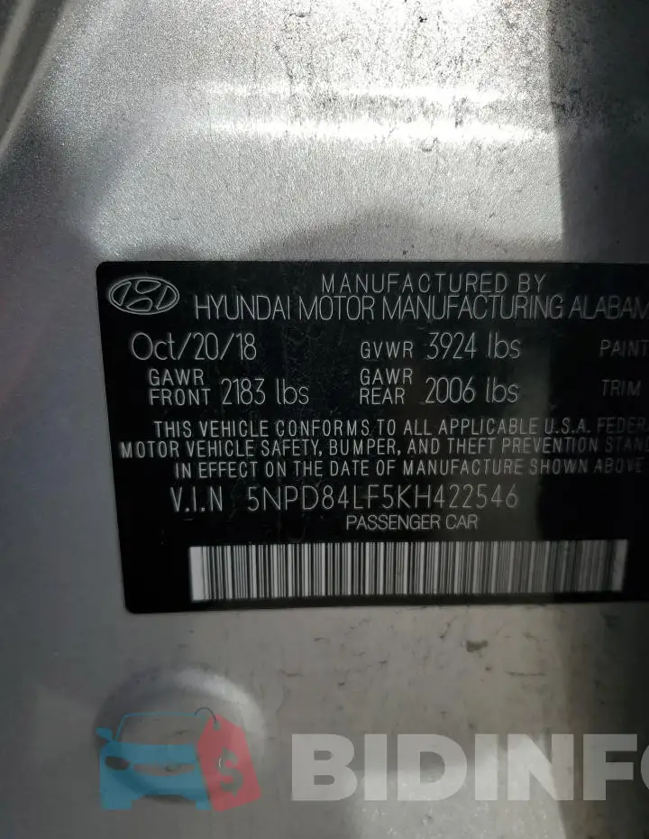 5NPD84LF5KH422546 Photo# 12