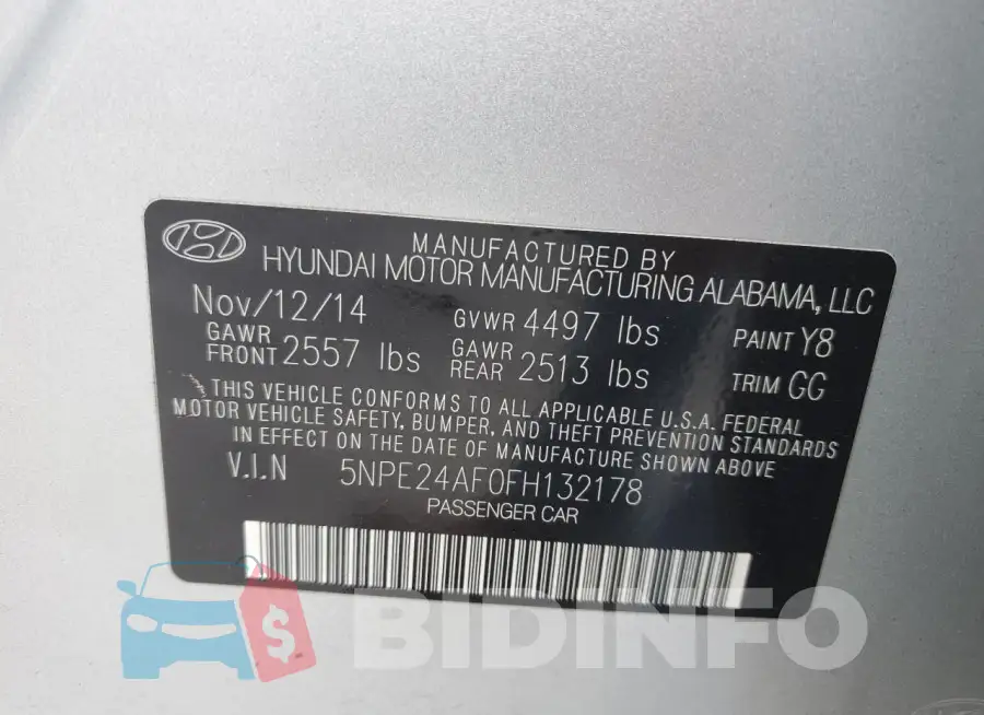 5NPE24AF0FH132178 Photo# 12