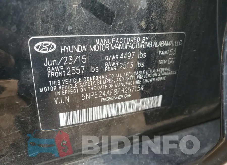 5NPE24AF8FH257154 Photo# 13