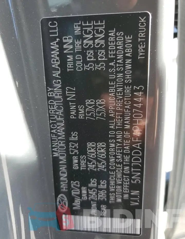5NTJDDAF4PH074443 Photo# 13