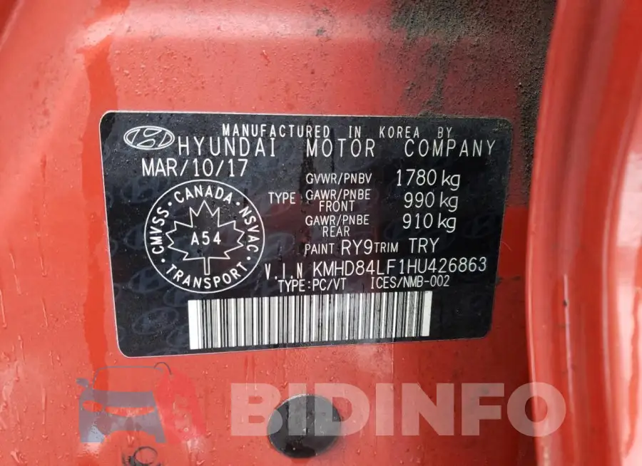 KMHD84LF1HU426863 Photo# 12