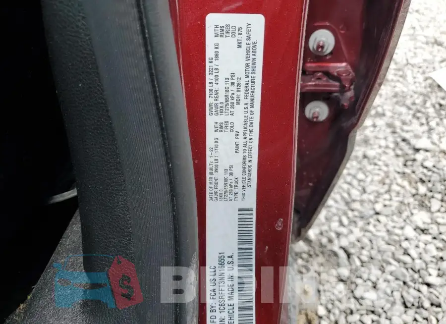 1C6SRFFT3NN166551 Photo# 12