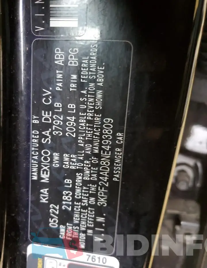 3KPF24AD8NE493809 Photo# 12