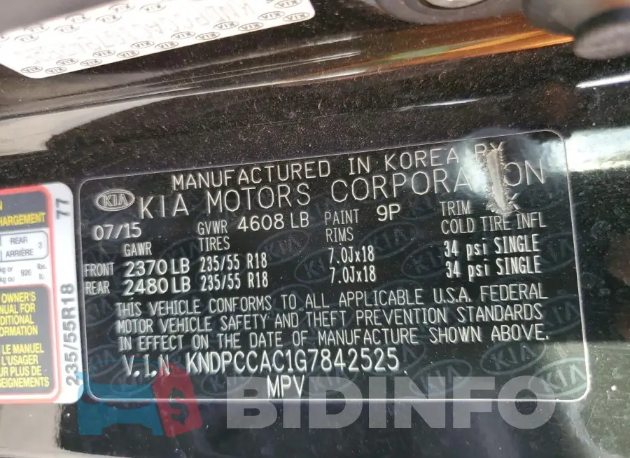 KNDPCCAC1G7842525 Photo# 14