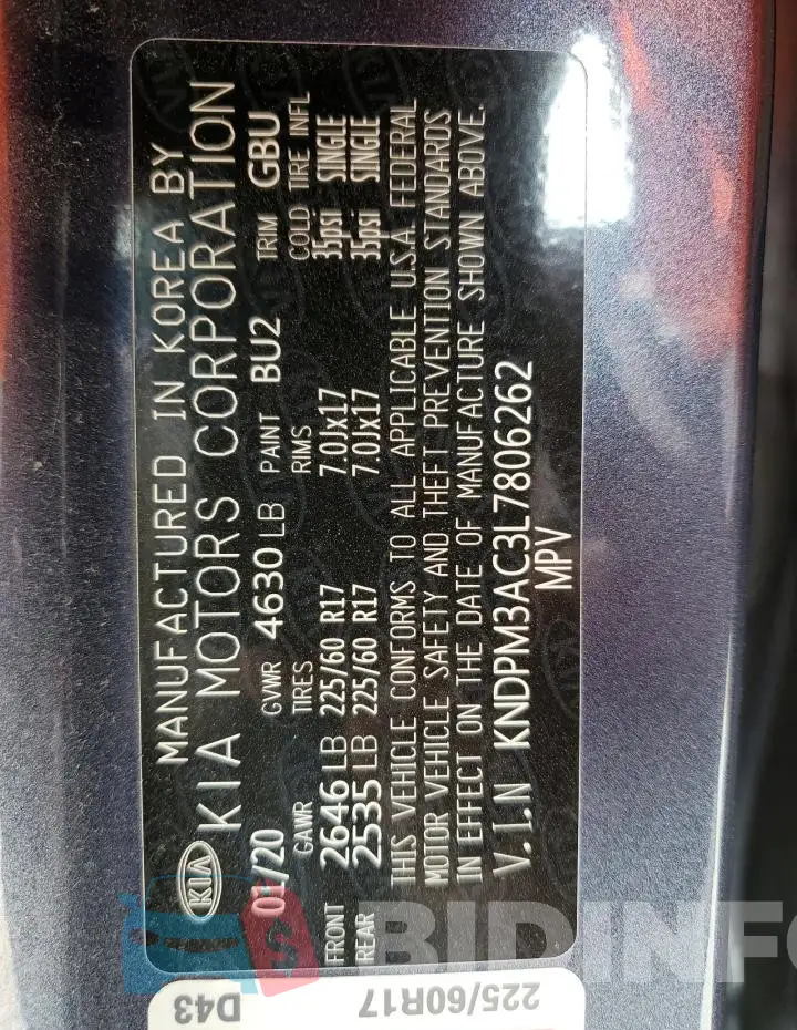 KNDPM3AC3L7806262 Photo# 13
