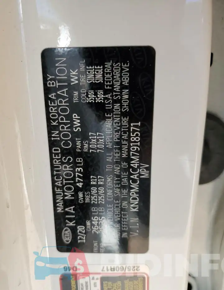 KNDPMCAC4M7918571 Photo# 12