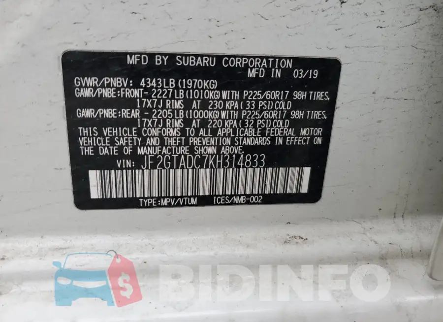 JF2GTADC7KH314833 Photo# 12