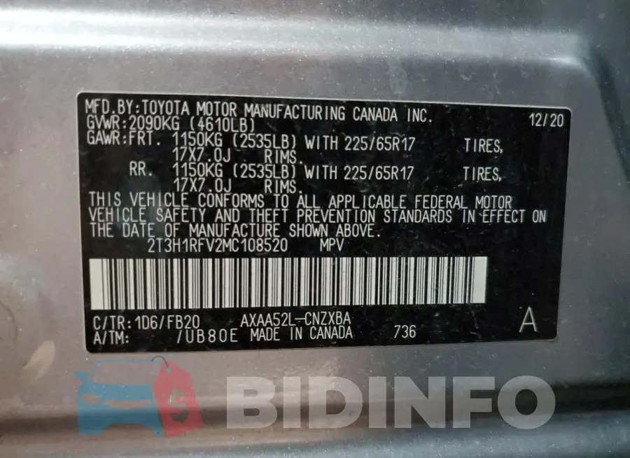 2T3H1RFV2MC108520 Photo# 13