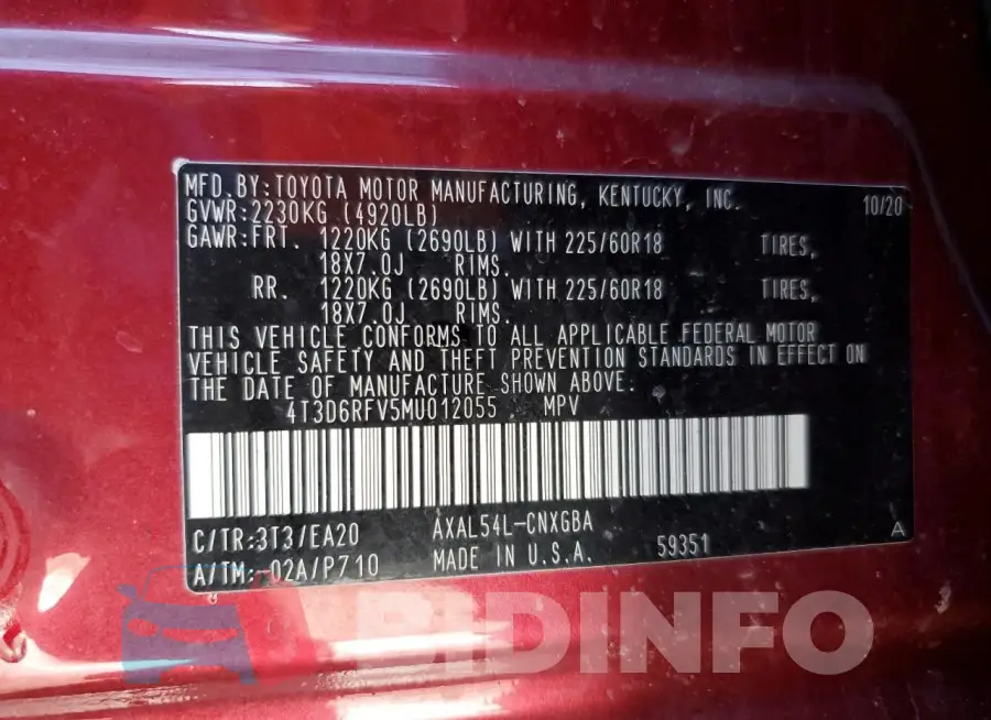 4T3D6RFV5MU012055 Photo# 13