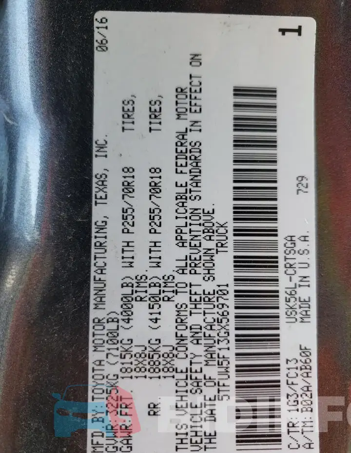 5TFUW5F13GX569701 Photo# 13