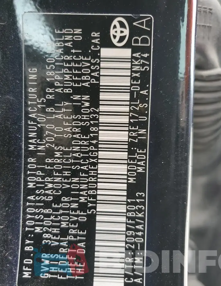 5YFBURHEXGP418132 Photo# 12