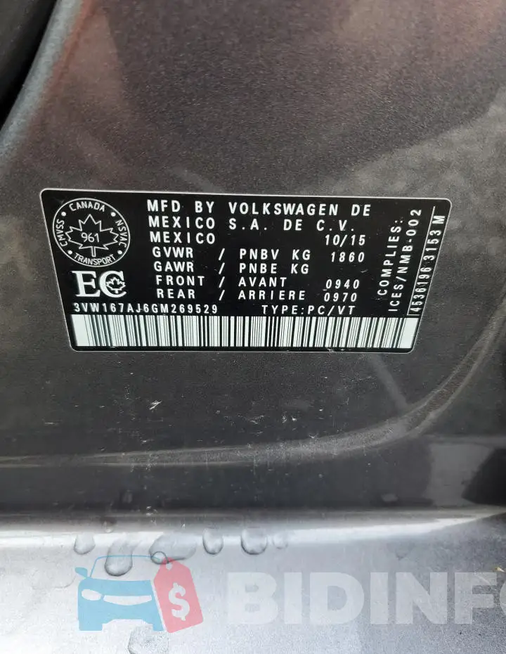 3VW167AJ6GM269529 Photo# 12