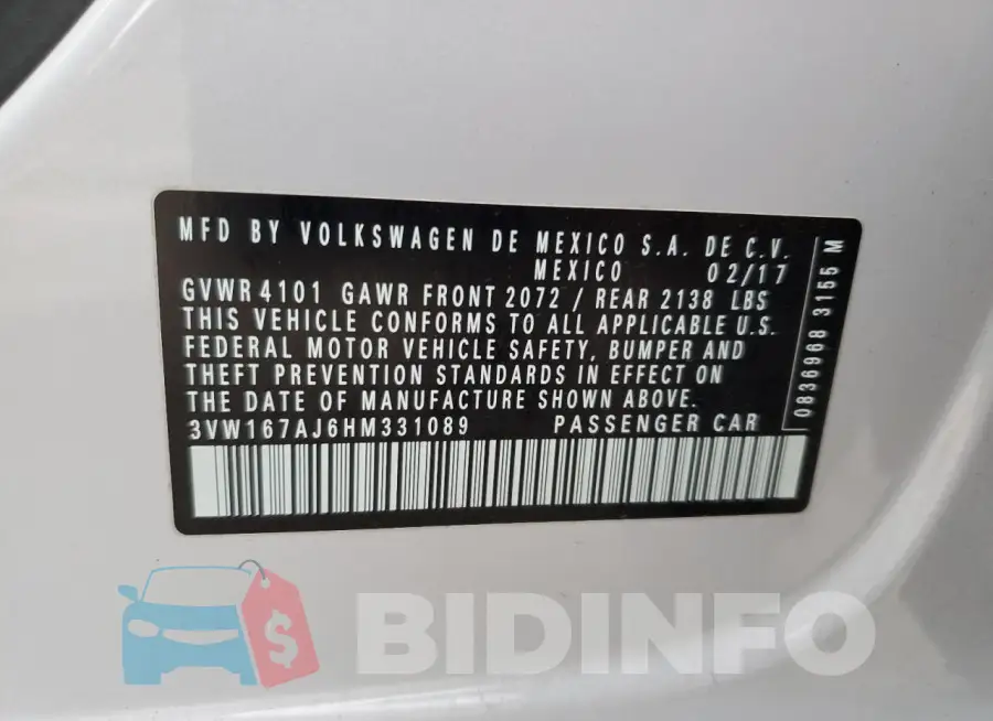 3VW167AJ6HM331089 Photo# 12