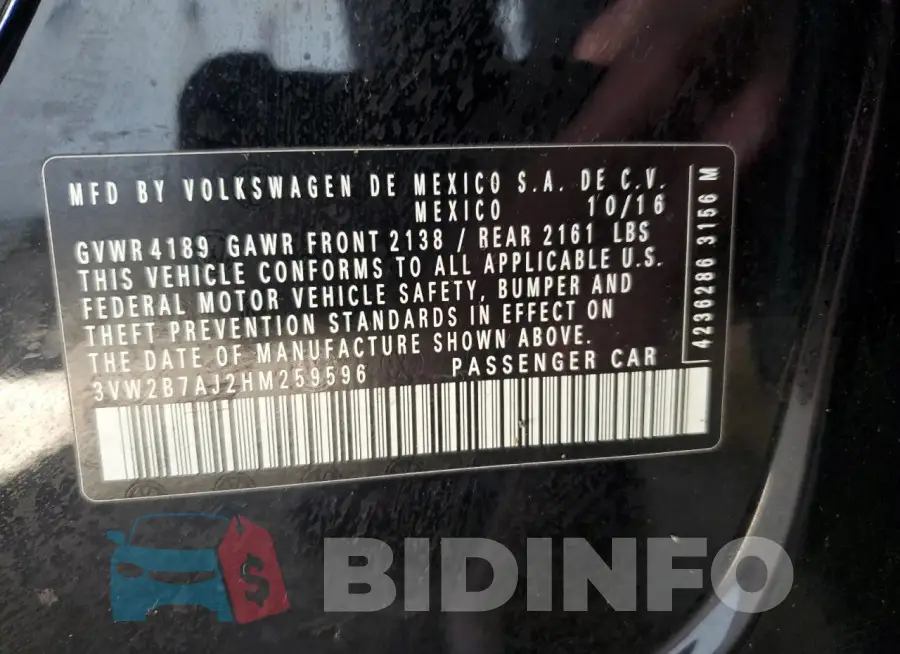 3VW2B7AJ2HM259596 Photo# 12