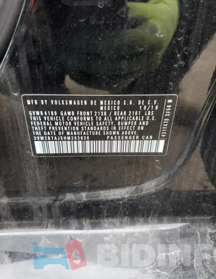 3VW2B7AJ5HM263836 Photo# 12