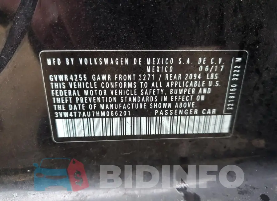 3VW4T7AU7HM066201 Photo# 12