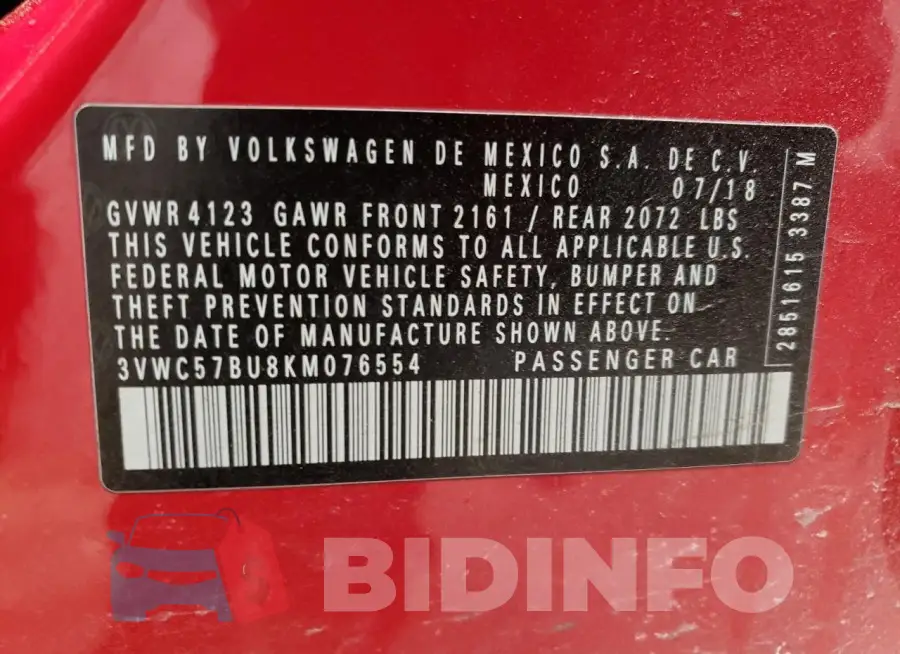 3VWC57BU8KM076554 Photo# 12
