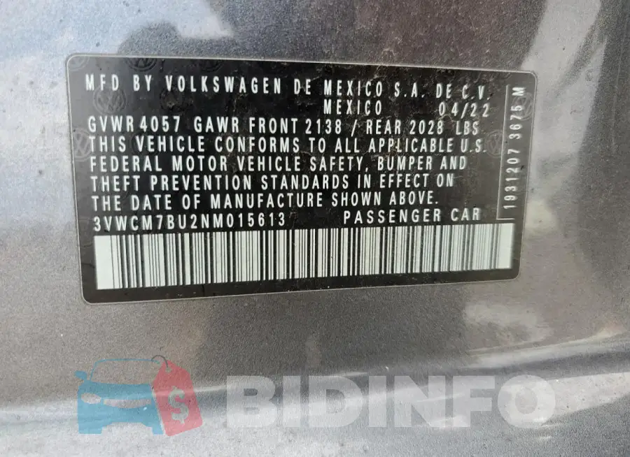 3VWCM7BU2NM015613 Photo# 12
