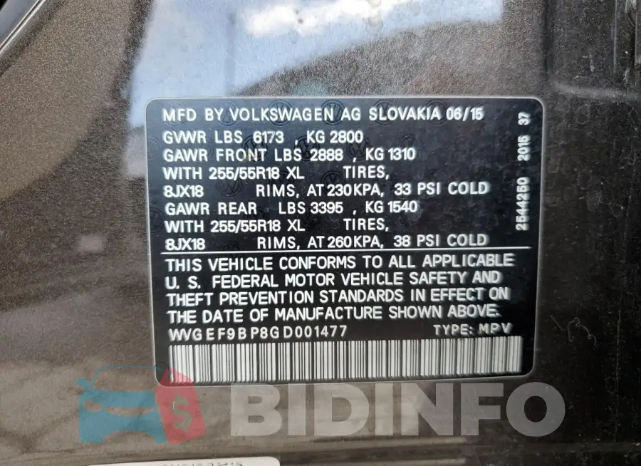 WVGEF9BP8GD001477 Photo# 13