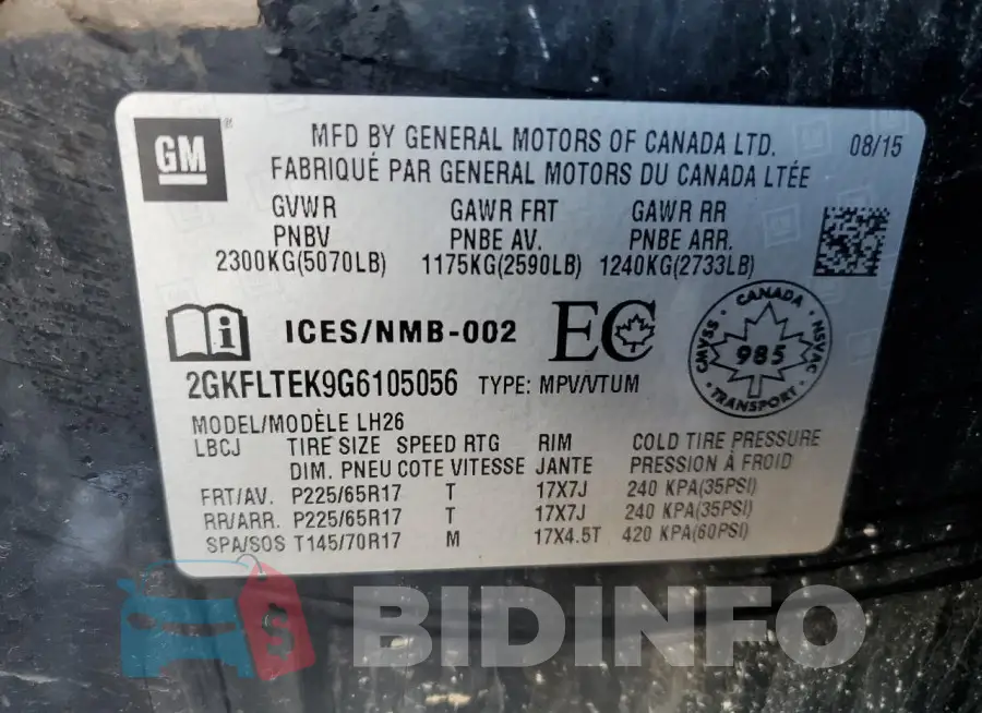 2GKFLTEK9G6105056 Photo# 13
