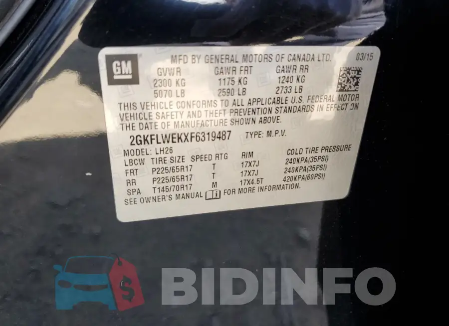 2GKFLWEKXF6319487 Photo# 13
