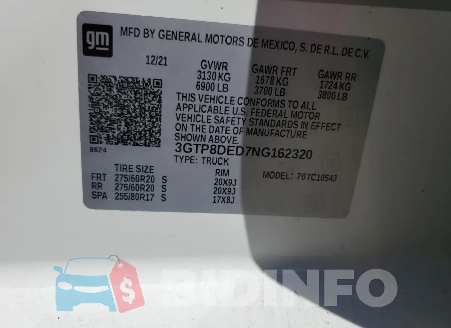 3GTP8DED7NG162320 Photo# 12