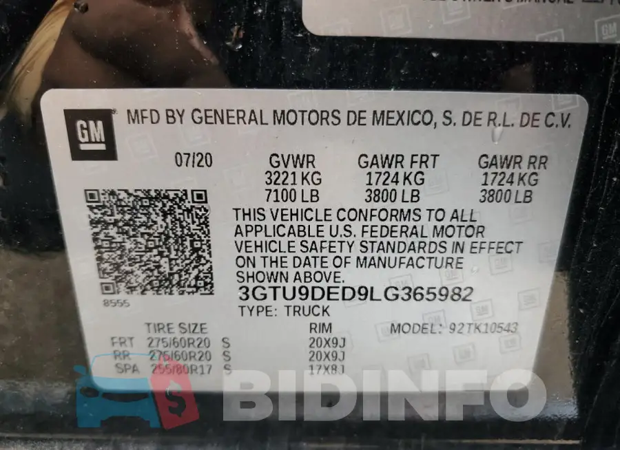 3GTU9DED9LG365982 Photo# 12