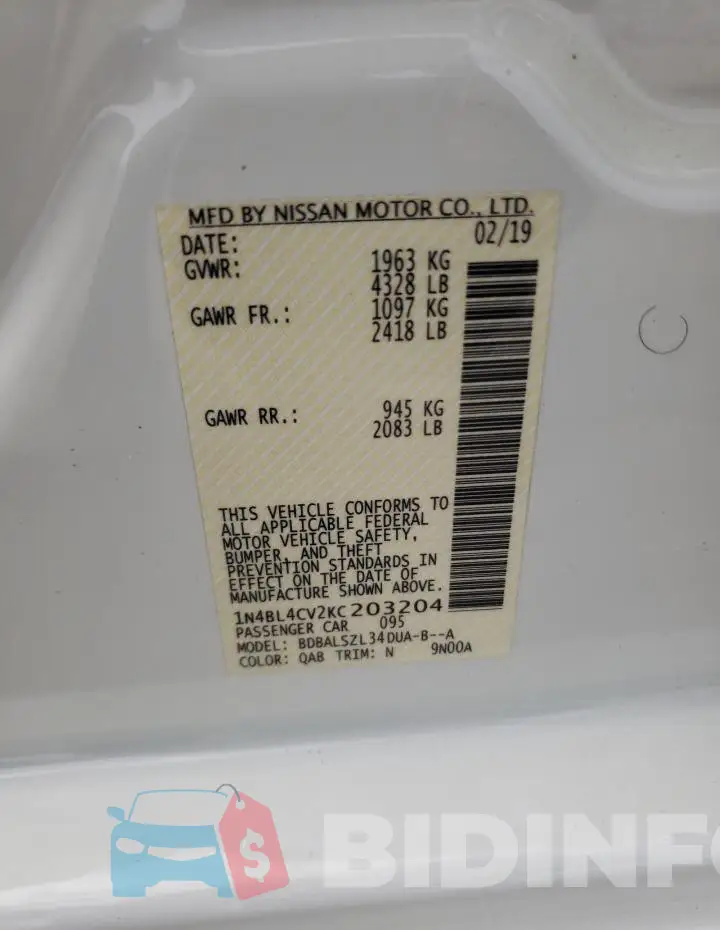 1N4BL4CV2KC203204 Photo# 12