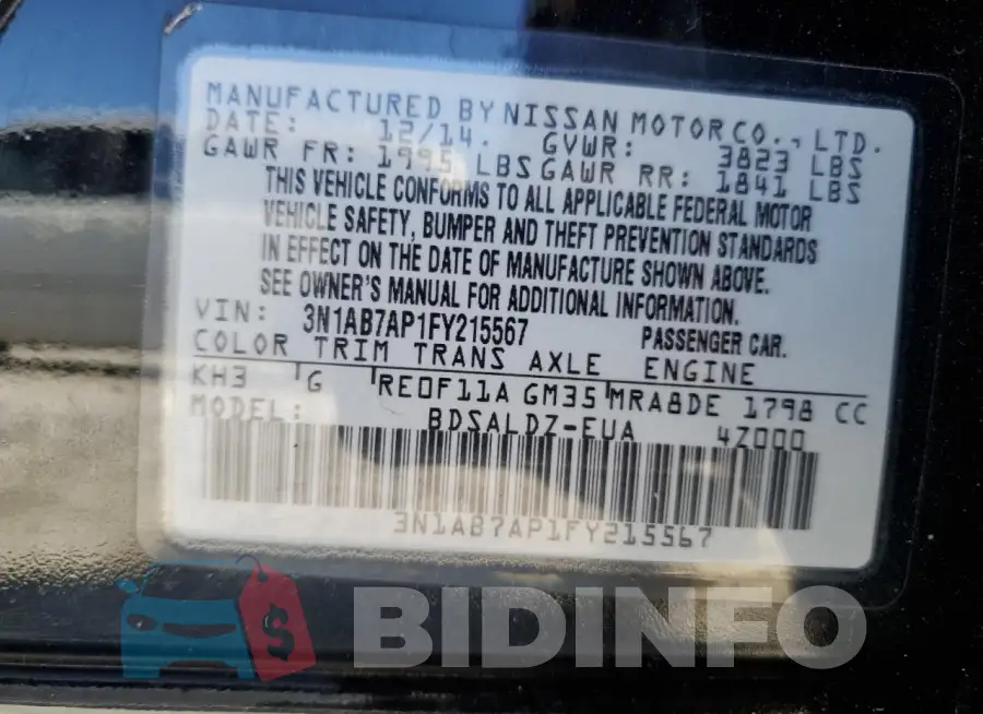 3N1AB7AP1FY215567 Photo# 12