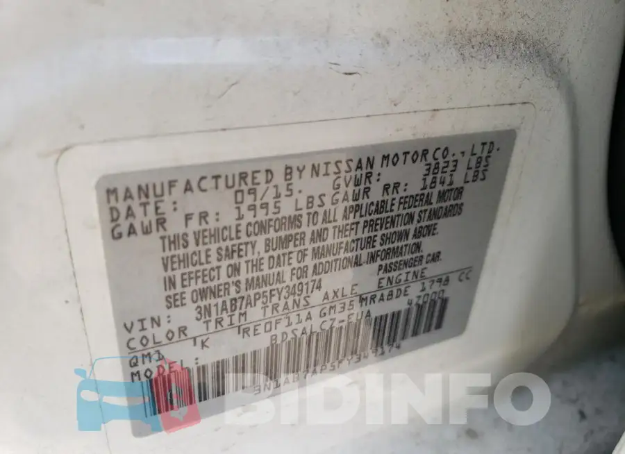 3N1AB7AP5FY349174 Photo# 12
