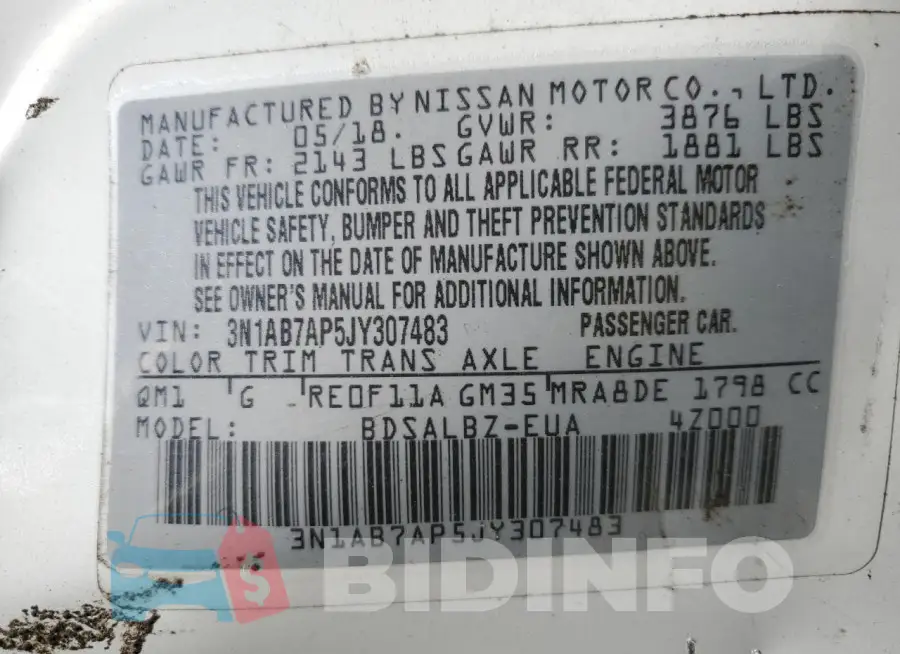 3N1AB7AP5JY307483 Photo# 13