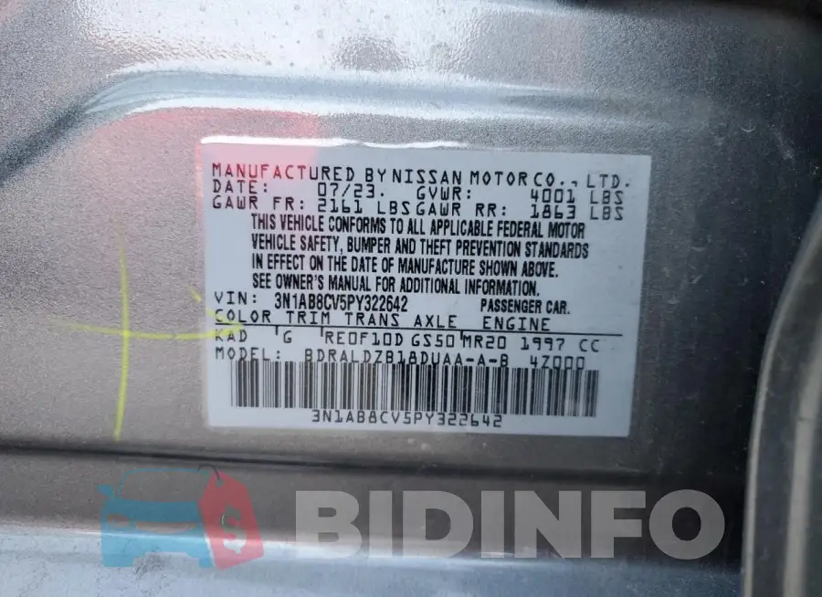 3N1AB8CV5PY322642 Photo# 13
