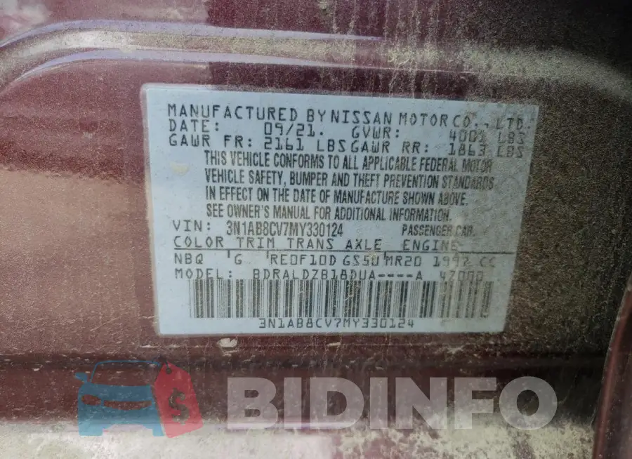 3N1AB8CV7MY330124 Photo# 12