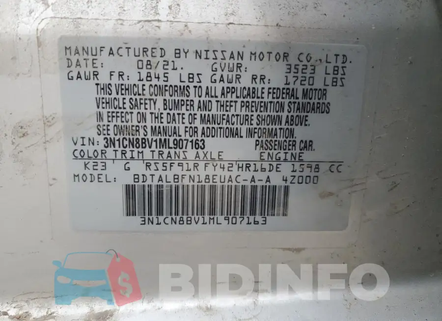 3N1CN8BV1ML907163 Photo# 12