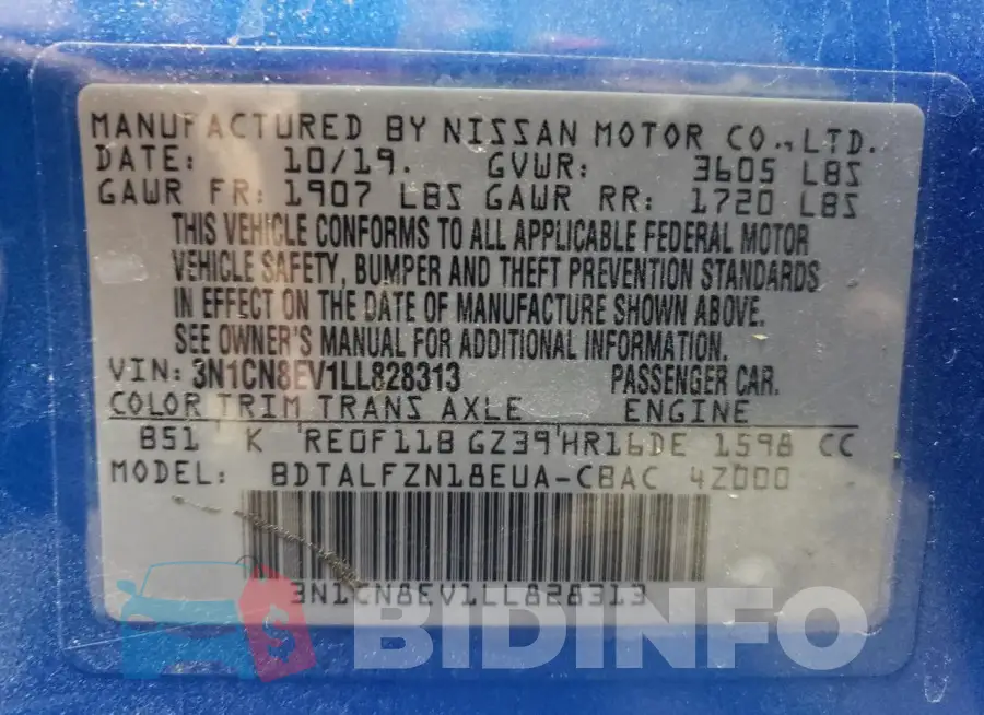 3N1CN8EV1LL828313 Photo# 12