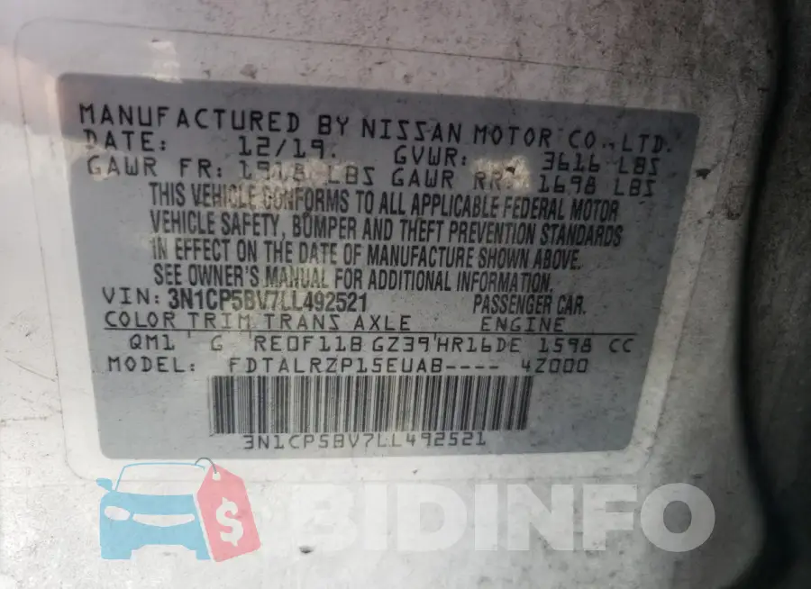 3N1CP5BV7LL492521 Photo# 13