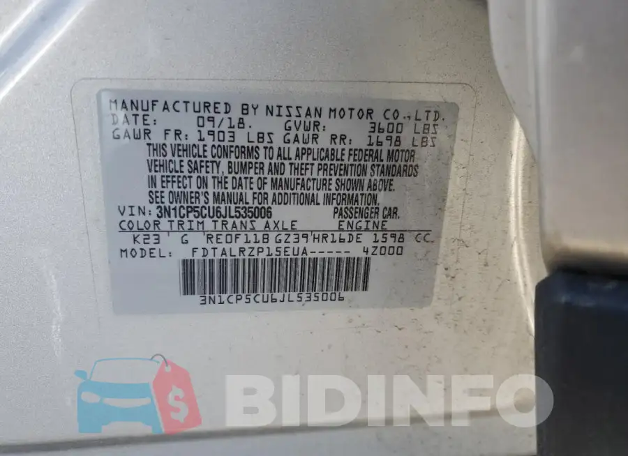 3N1CP5CU6JL535006 Photo# 12