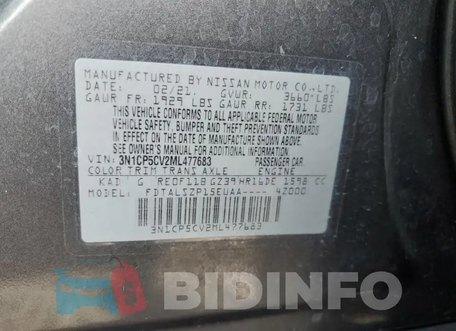 3N1CP5CV2ML477683 Photo# 13