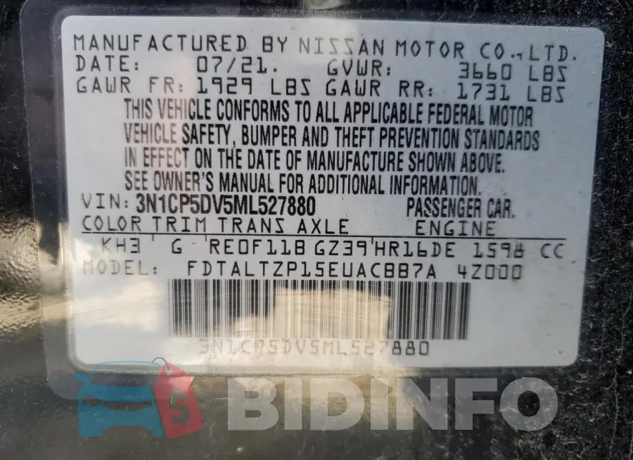 3N1CP5DV5ML527880 Photo# 13