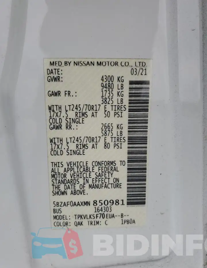 5BZAF0AAXMN850981 Photo# 12