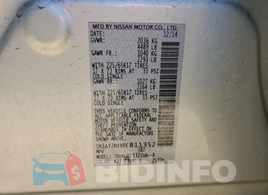5N1AT2MTXFC811352 Photo# 13