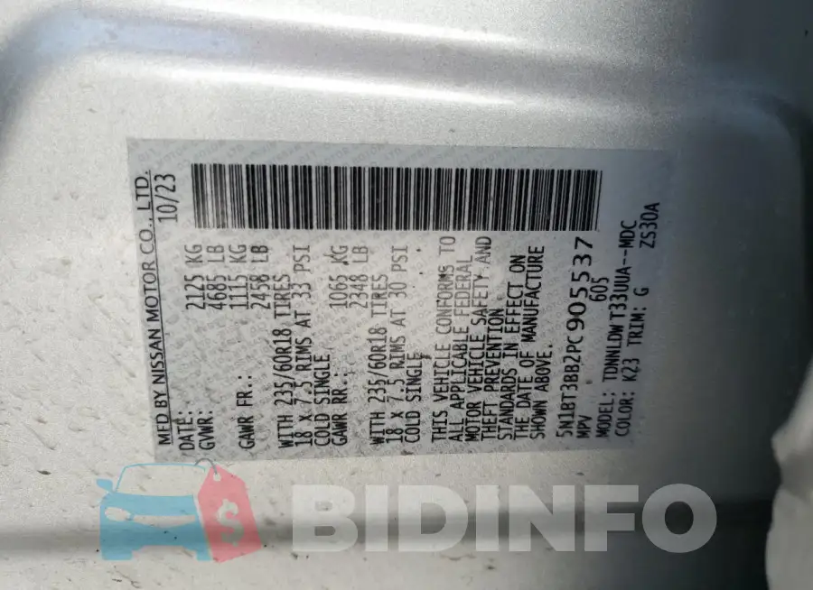 5N1BT3BB2PC905537 Photo# 14