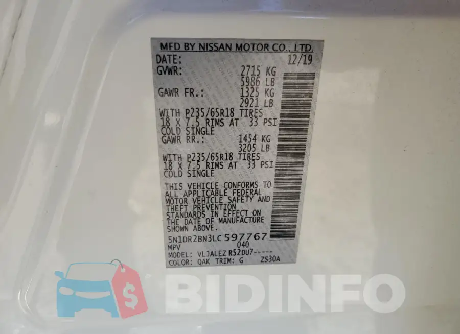 5N1DR2BN3LC597767 Photo# 14
